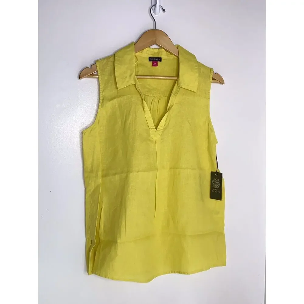 Vince Camuto 100% Linen Top Womens Medium Sleeveless Tunic NWT *